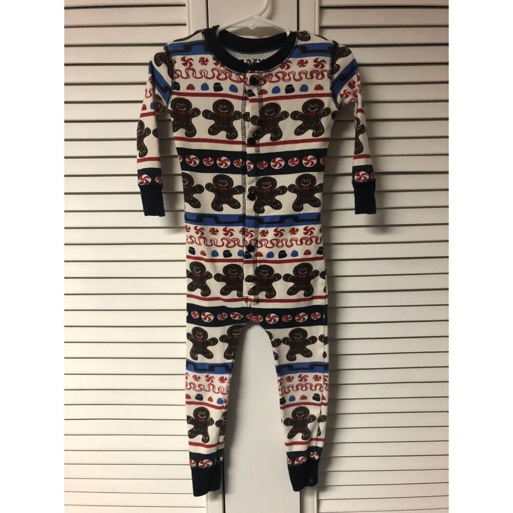 Lazy One Size 2T Gingerbread One Piece Flap Pajamas